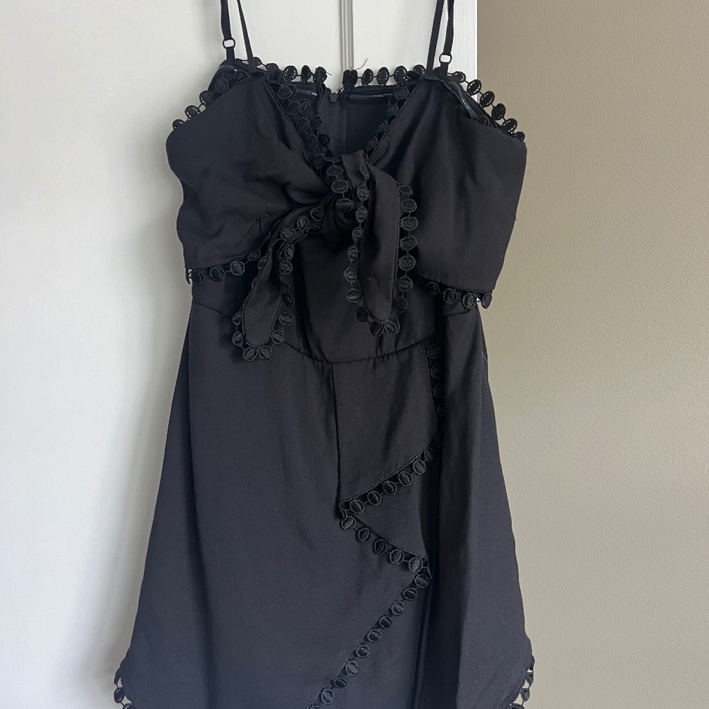 Black Scalloped Tie Romper